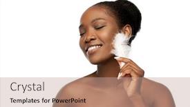  Presentation with young happy people smiling - Presentation enhanced with beauty-and-people-concept-portrait background and a coral colored foreground