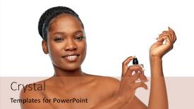  Presentation with young happy people smiling - Theme having beauty-and-people-concept-portrait background and a coral colored foreground