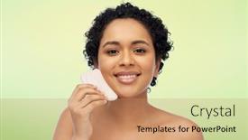  Presentation with young happy people smiling - Audience pleasing presentation theme consisting of beauty-and-people-concept-portrait backdrop and a coral colored foreground