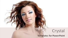  Presentation with sexuality - Beautiful presentation theme featuring beauty and sexuality woman with blown hairs backdrop and a soft green colored foreground