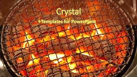  Presentation with charcoal - Colorful slide set enhanced with beauty ashes - fired charcoal with grill plate backdrop and a tawny brown colored foreground