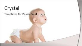  Presentation with brown bear baby shoes - Slide deck featuring beauty baby on white background background and a white colored foreground