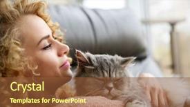  Presentation with cat - Slide deck with beauty beast - young woman and cat background and a tawny brown colored foreground
