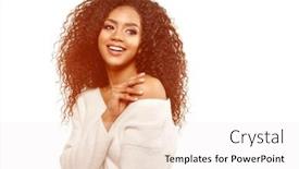  Presentation with african beauty - Amazing PPT theme having beauty-black-skin-woman-african backdrop and a sky blue colored foreground