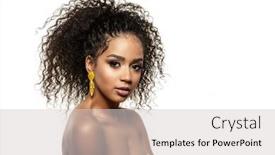  Presentation with black-woman - Slide deck having beauty black skin woman fashion african ethnic female face portrait young girl model with afro background and a light gray colored foreground
