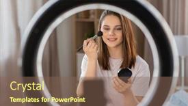  Presentation with technology - Slide deck enhanced with beauty-blogging-technology-and-people background and a violet colored foreground