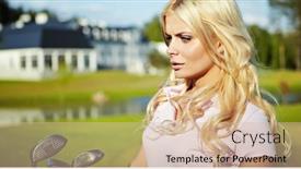  Presentation with play - Slides having beauty blonde girl play golf background and a lemonade colored foreground