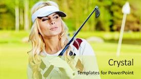  Presentation with hipster girl playing tetris game - Theme enhanced with beauty blonde girl play golf background and a yellow colored foreground