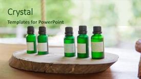  Presentation with luxury hotel - Beautiful slide deck featuring beauty body care luxury and health spa concept - close up of aromatic oil bottles set at hotel room backdrop and a mint green colored foreground