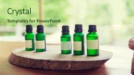  Presentation with luxury hotel - PPT theme consisting of beauty body care luxury and health spa concept - close up of aromatic oil bottles set at hotel room background and a mint green colored foreground