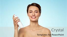  Presentation with spray - PPT theme consisting of beauty-bodycare-and-people-concept background and a coral colored foreground