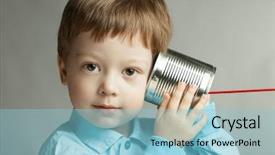  Presentation with telephone - Cool new slides with beauty boy listen tin can telephone backdrop and a light blue colored foreground