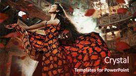  Presentation with pink rose petals on white - Theme having beauty brunette among the roses background and a tawny brown colored foreground