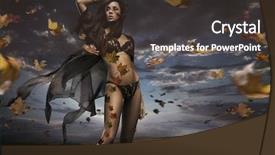  Presentation with windy weather - Amazing presentation theme having erotic fashion modeling - beauty brunette in the windy backdrop and a tawny brown colored foreground