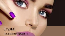  Presentation with beautiful skin - PPT theme with beauty brunette woman with perfect background and a coral colored foreground