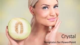  Presentation with beautiful skin - Amazing PPT layouts having beauty care organic - beautiful woman with perfect skin backdrop and a coral colored foreground