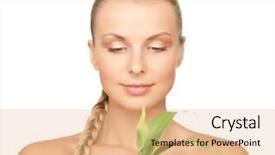  Presentation with sprout - Cool new slides with beauty care organic - closeup picture of woman backdrop and a coral colored foreground