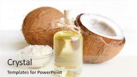  Presentation with coconut oil - Theme featuring beauty care organic - coconut oil on table background and a lemonade colored foreground
