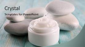  Presentation with spa stones leaves - Amazing presentation design having beauty care organic - cosmetic cream with spa stones backdrop and a  colored foreground