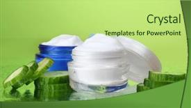  Presentation with cucumber cream - Audience pleasing slide set consisting of beauty care organic - cream and fresh sliced cucumber backdrop and a mint green colored foreground