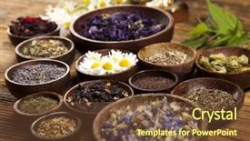  Presentation with herbs - Amazing PPT theme having beauty care organic - herbs medicine backdrop and a tawny brown colored foreground