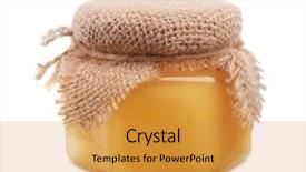  Presentation with honey - Presentation having beauty care organic - honey pot isolated on white background and a gold colored foreground