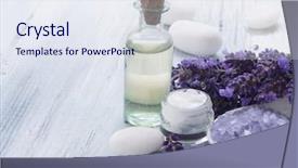  Presentation with lavender - Colorful presentation theme enhanced with beauty care organic - lavender spa arrangement backdrop and a sky blue colored foreground