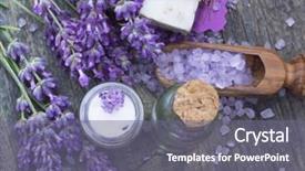  Presentation with lavender - Beautiful presentation design featuring beauty care organic - lavender spa setting backdrop and a gray colored foreground