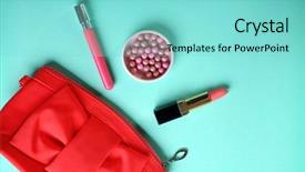  Presentation with beauty makeup - Audience pleasing slide deck consisting of beauty case and lipsticks backdrop and a seafoam green colored foreground
