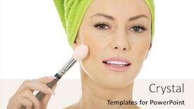  Presentation with beauty makeup - PPT layouts having beauty caucasian woman with makeup brush background and a lemonade colored foreground