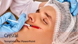  Presentation with anti drug - Slide deck enhanced with beauty clinic man giving anti background and a coral colored foreground