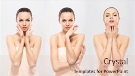  Presentation with hygiene - Beautiful presentation featuring beauty collage - beautiful woman in a towel backdrop and a  colored foreground