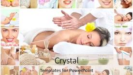  Presentation with body care spa body massage - Slide deck with beauty collage - beautiful young woman getting spa background and a lemonade colored foreground