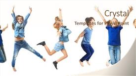  Presentation with white parents and black children - PPT theme enhanced with beauty collage - cute jumping children on white background and a cream colored foreground