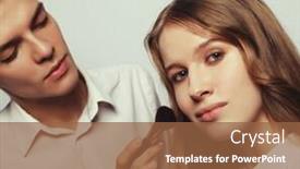  Presentation with artist - Cool new PPT layouts with beauty concept make-up artist doing makeup close up backdrop and a tawny brown colored foreground