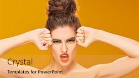  Presentation with cosmetics beauty - PPT layouts with beauty-concept-portrait background and a yellow colored foreground