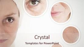  Presentation with aging skin - Cool new slide set with beauty concept - skin care anti-aging procedures rejuvenation lifting tightening of facial skin backdrop and a sky blue colored foreground