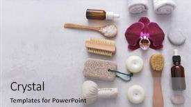  Presentation with set of dried herbs - PPT layouts enhanced with beauty concept with spa set background and a light gray colored foreground
