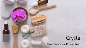  Presentation with spa concept - Slide set consisting of beauty concept with spa set background and a light gray colored foreground