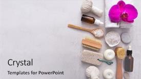  Presentation with spa concept - Slide set enhanced with beauty concept with spa set background and a light gray colored foreground