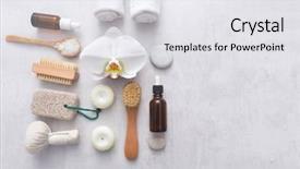 Presentation with set of dried herbs - Presentation theme enhanced with beauty concept with spa set background and a white colored foreground