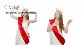  Presentation with winner - Colorful slides enhanced with beauty-contest-winner-isolated backdrop and a white colored foreground