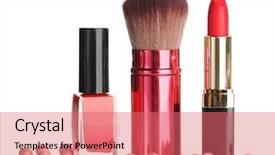  Presentation with lipstick - Colorful presentation theme enhanced with beauty cosmetic - beautiful red lipstick nail polish backdrop and a coral colored foreground