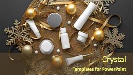  Presentation with cosmetic - Beautiful presentation theme featuring beauty cosmetic products with christmas backdrop and a tawny brown colored foreground