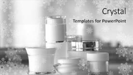  Presentation with beauty cosmetic - Presentation theme featuring beauty cosmetic set on table snowy effect holiday celebration concept background and a light gray colored foreground
