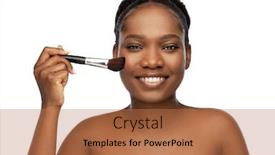  Presentation with young happy people smiling - Slides enhanced with beauty-cosmetics-and-people-concept background and a coral colored foreground