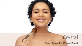  Presentation with beauty cosmetics - Presentation design consisting of beauty-cosmetics-and-people-concept background and a coral colored foreground