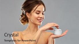  Presentation with beauty cosmetics - Audience pleasing PPT theme consisting of beauty cosmetics and skincare concept backdrop and a coral colored foreground