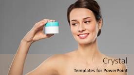  Presentation with cosmetics cream - Beautiful PPT layouts featuring beauty-cosmetics-and-skincare-concept backdrop and a coral colored foreground