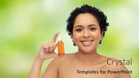  Presentation with cosmetics serum - Beautiful PPT layouts featuring beauty-cosmetics-and-skincare-concept backdrop and a coral colored foreground